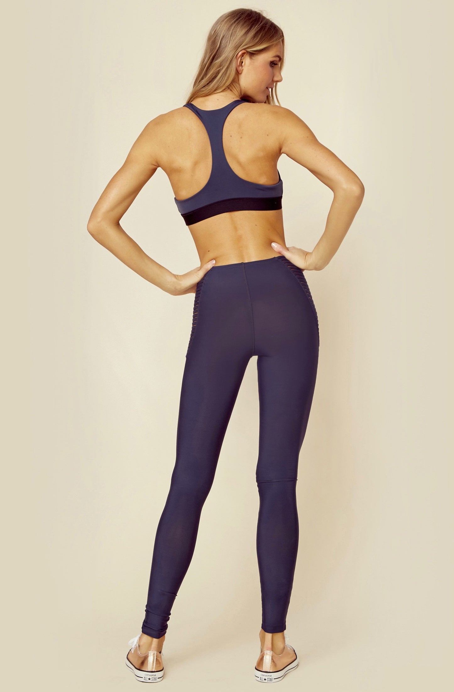 Strappy High Waist Legging Blue