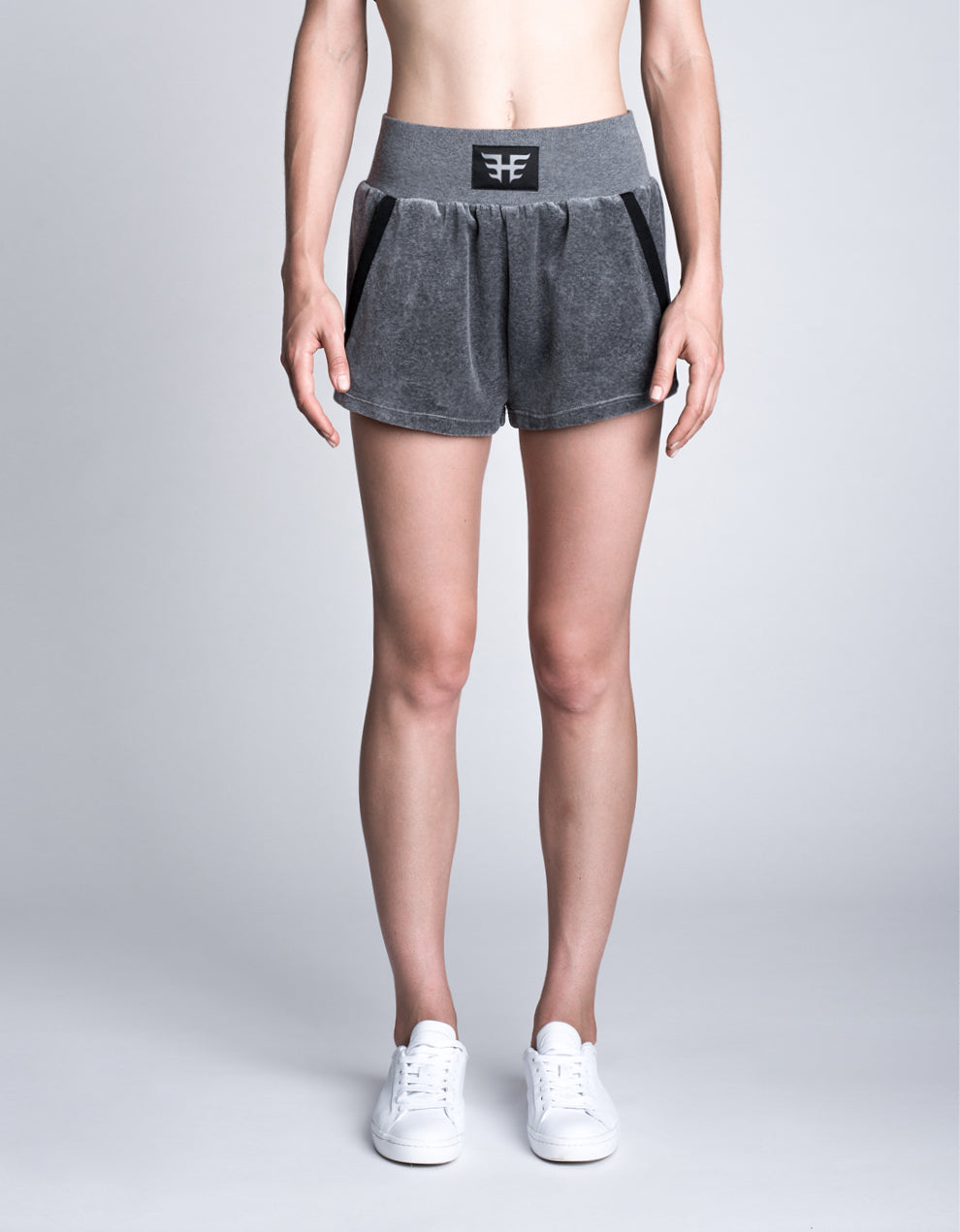 Velour Sport Shorts Gunmetal