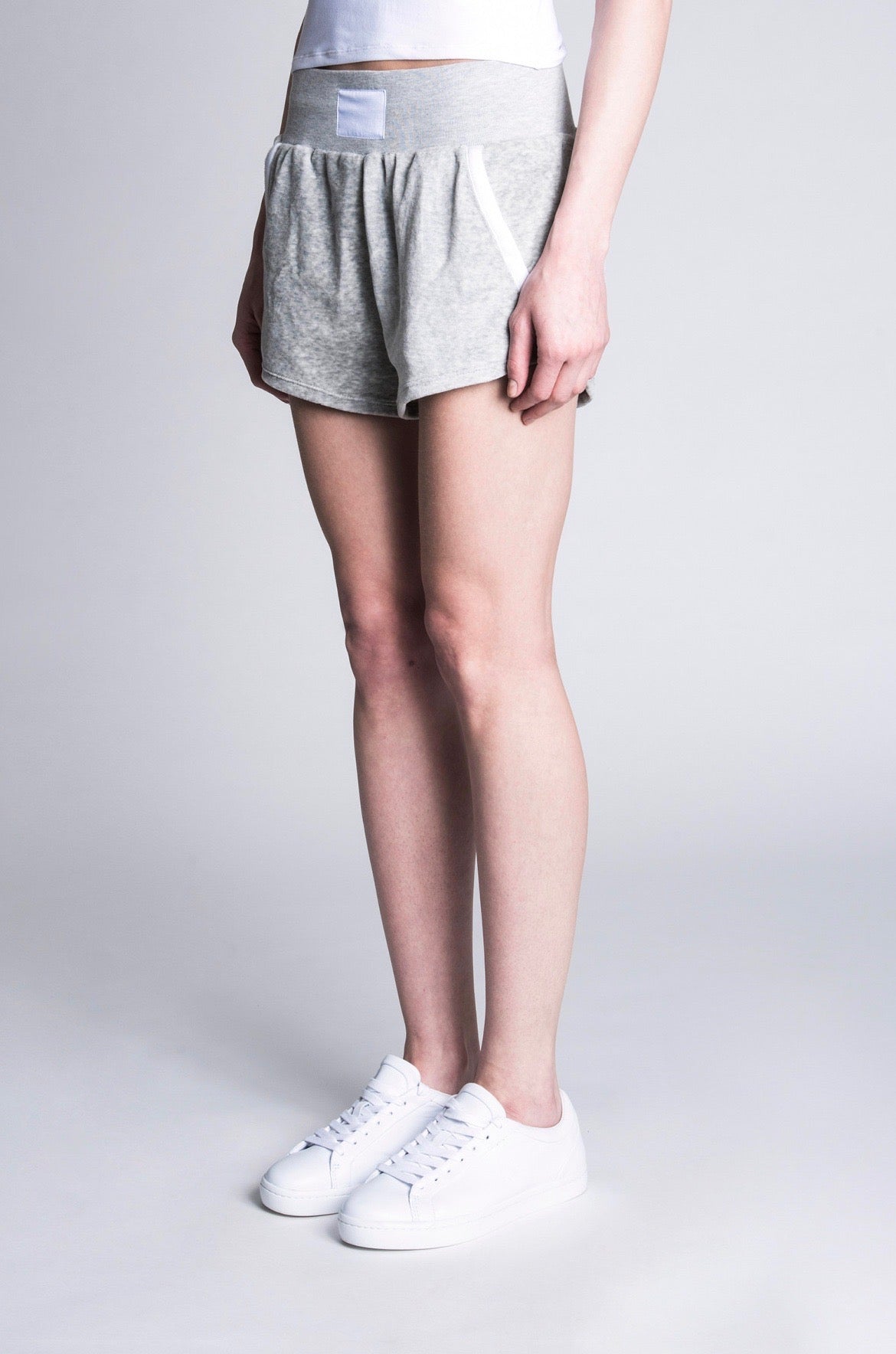 Velour Sport Shorts Silver