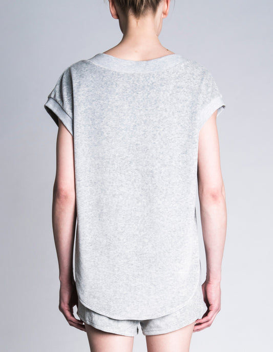 Velour V Sweat Tee Silver
